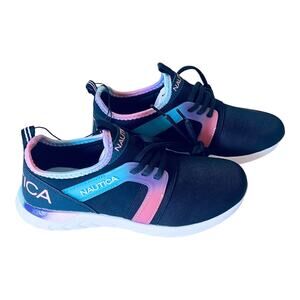 NEW Nautica Parks ATHLETIC SNEAKER Big Girls Size 3 SHOES Black Pink Purple NWOB